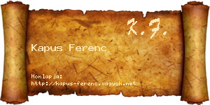 Kapus Ferenc névjegykártya