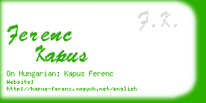 ferenc kapus business card